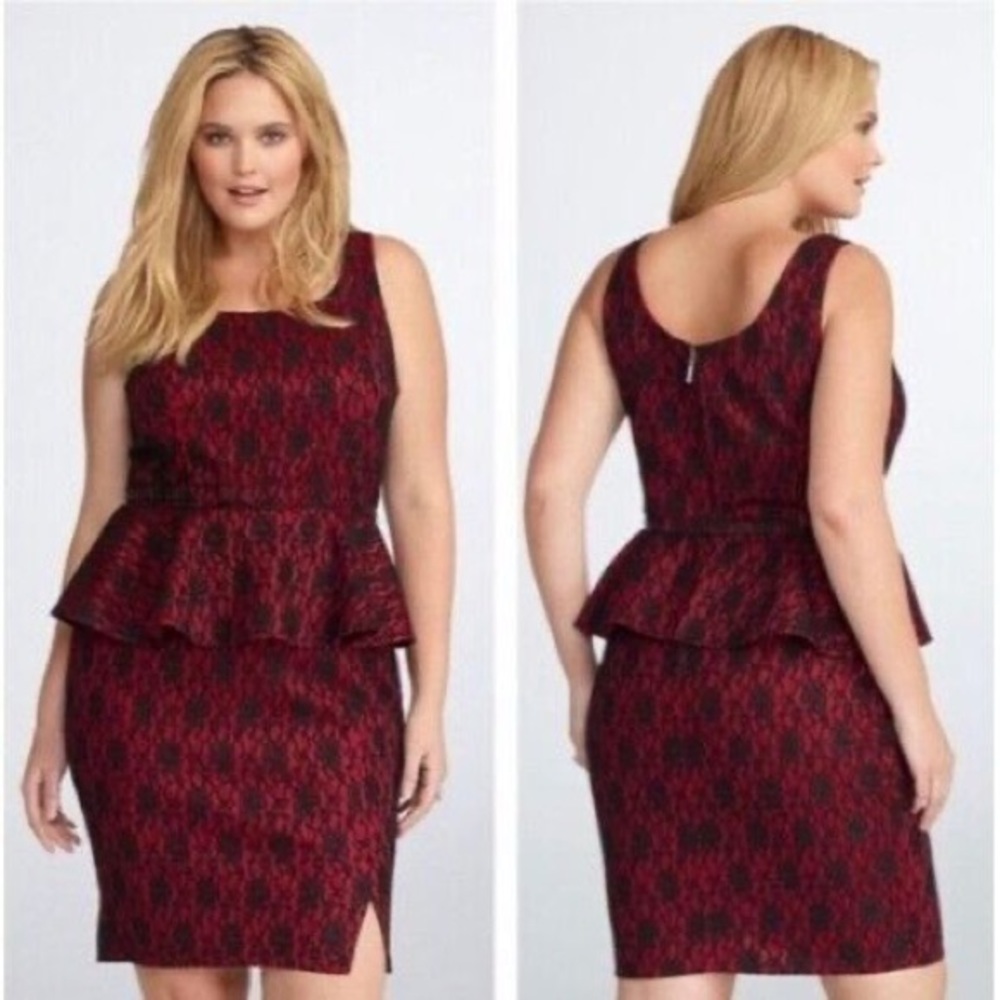 Rebel Wilson x Torrid Red Lace Peplum Dress